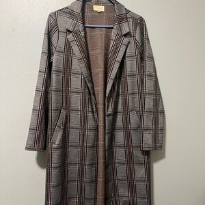 MELLODAY Gray Plaid lightweight trench coat jacket